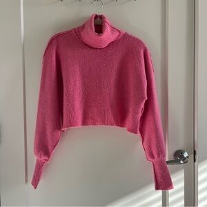 Urban Outfitters Cropped Pink Turtleneck Sweater
